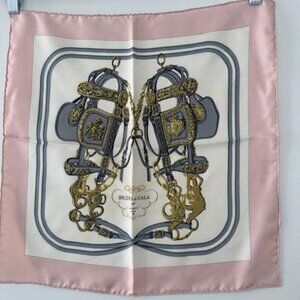 100% Autentic Vintage Hermes Silk Scarf 17" Equestrian Pink/Grey